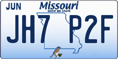 MO license plate JH7P2F