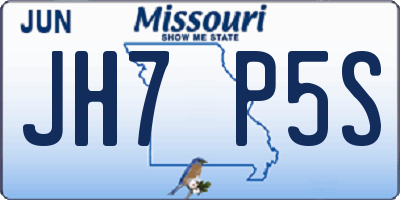 MO license plate JH7P5S