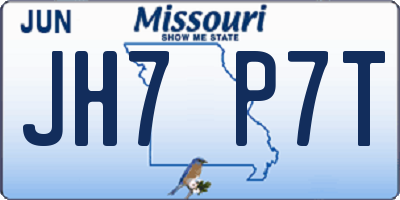 MO license plate JH7P7T