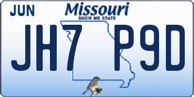 MO license plate JH7P9D