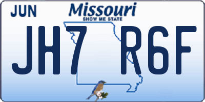 MO license plate JH7R6F