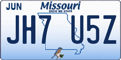 MO license plate JH7U5Z