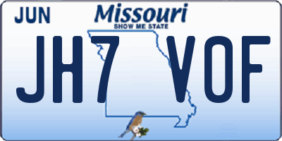 MO license plate JH7V0F