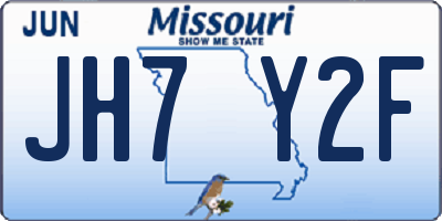 MO license plate JH7Y2F
