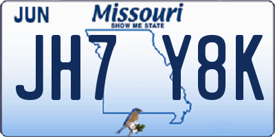MO license plate JH7Y8K