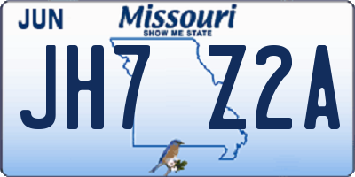MO license plate JH7Z2A
