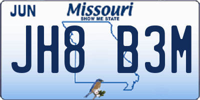 MO license plate JH8B3M