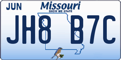 MO license plate JH8B7C