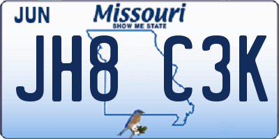 MO license plate JH8C3K