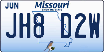 MO license plate JH8D2W