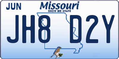 MO license plate JH8D2Y