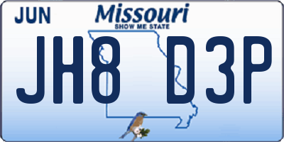MO license plate JH8D3P