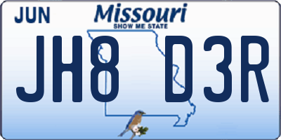 MO license plate JH8D3R