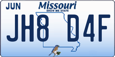 MO license plate JH8D4F