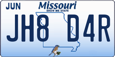 MO license plate JH8D4R