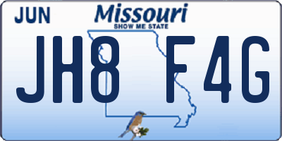 MO license plate JH8F4G