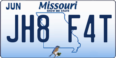 MO license plate JH8F4T