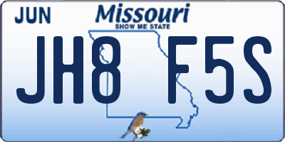 MO license plate JH8F5S