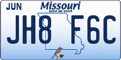 MO license plate JH8F6C