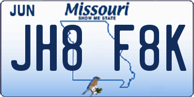 MO license plate JH8F8K
