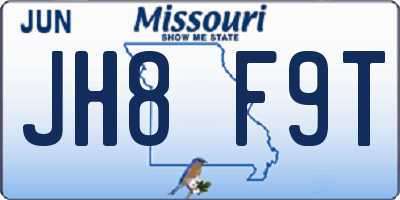 MO license plate JH8F9T