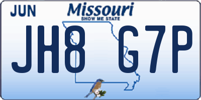 MO license plate JH8G7P