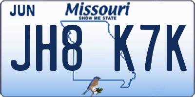MO license plate JH8K7K