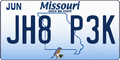 MO license plate JH8P3K