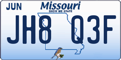 MO license plate JH8Q3F
