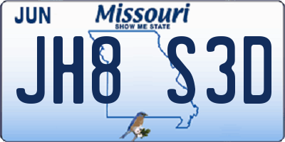 MO license plate JH8S3D