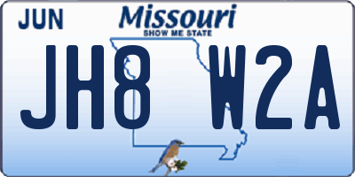 MO license plate JH8W2A