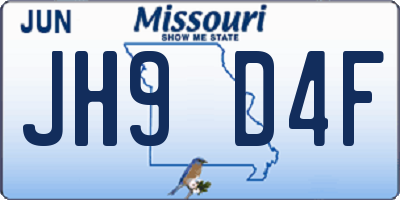 MO license plate JH9D4F