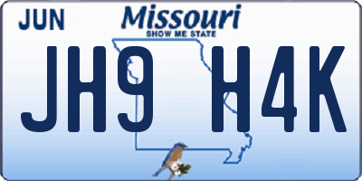 MO license plate JH9H4K