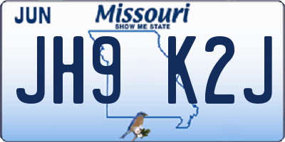MO license plate JH9K2J