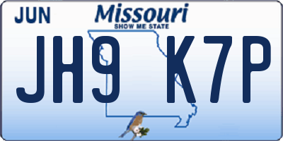 MO license plate JH9K7P