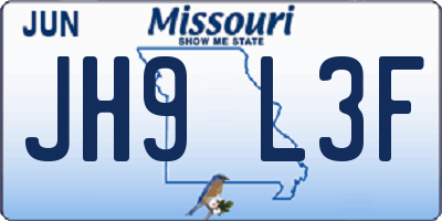 MO license plate JH9L3F