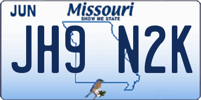 MO license plate JH9N2K