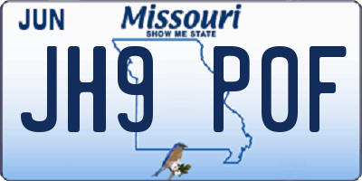 MO license plate JH9P0F