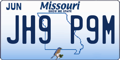 MO license plate JH9P9M