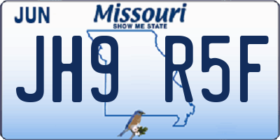 MO license plate JH9R5F