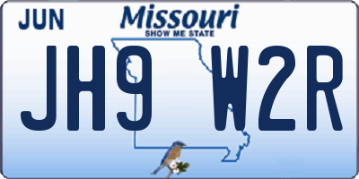 MO license plate JH9W2R