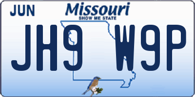 MO license plate JH9W9P