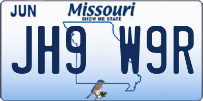 MO license plate JH9W9R