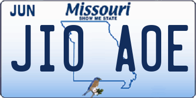 MO license plate JI0A0E