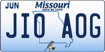 MO license plate JI0A0G
