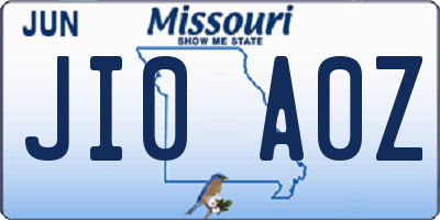MO license plate JI0A0Z