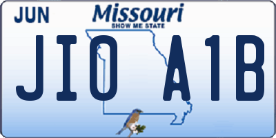 MO license plate JI0A1B