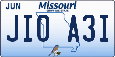 MO license plate JI0A3I