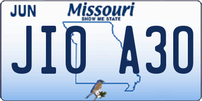 MO license plate JI0A3O