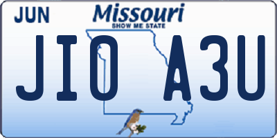 MO license plate JI0A3U